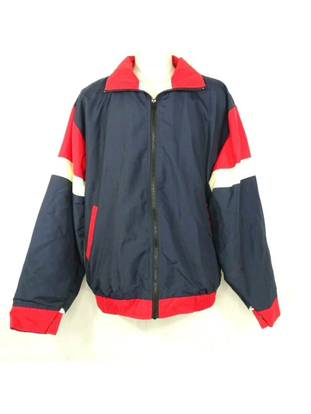 Vintage MWR Warrior Entertainment Zip Up Windbreaker Jacket Military Size L Blue - Picture 3 of 6